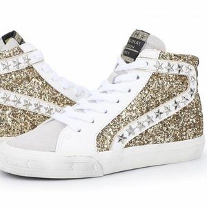 Gold Glitter High-Top Sneakers
